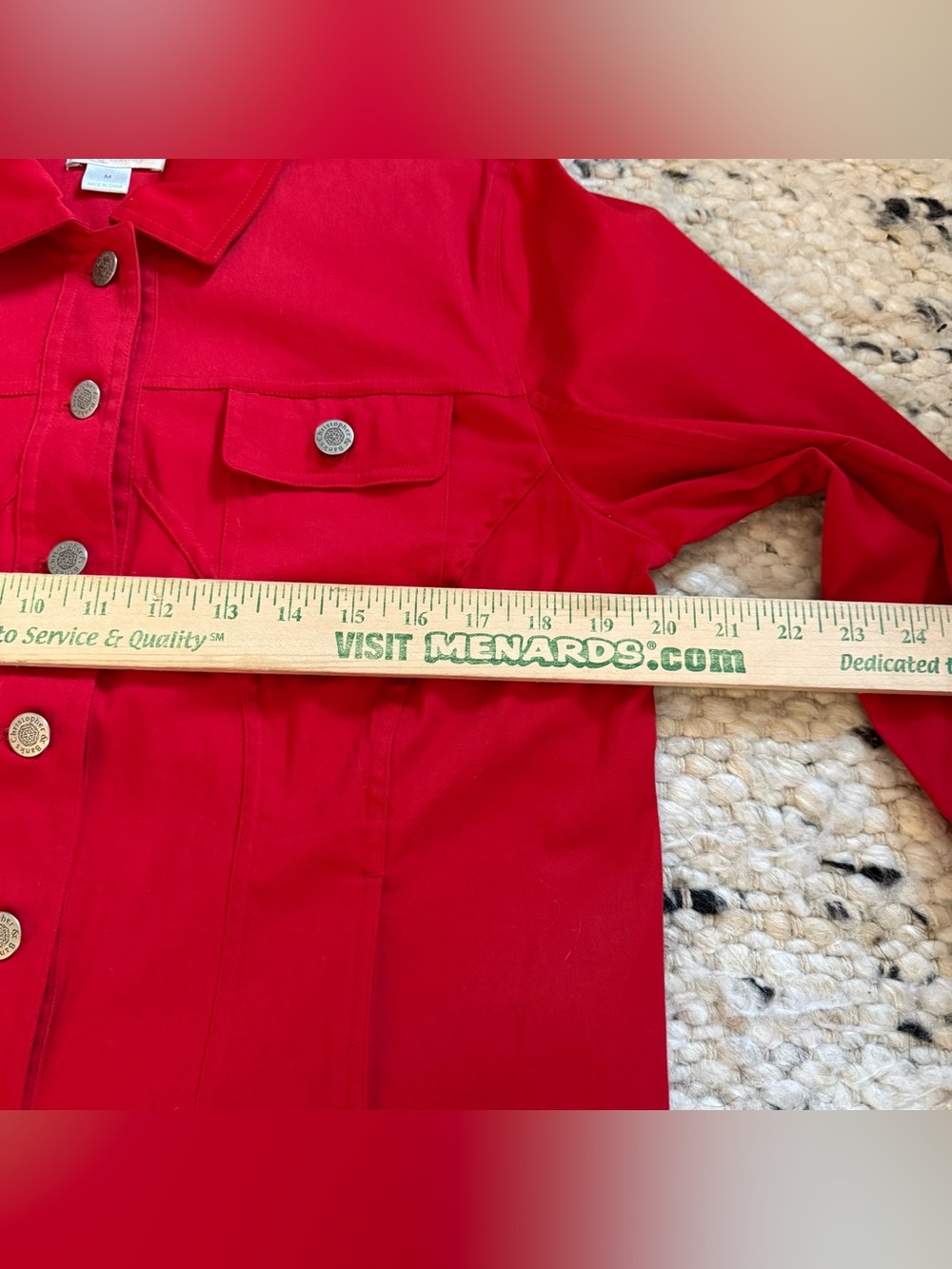 Christopher & Banks Red Cotton 3/4 sleeve lightweight Jacket - Picture 5 of 10